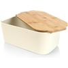 Vilde Portapane con tavola in legno color panna, cestino per il pane, contenitore per il pane, padella per il pane, scatola per il pane, 33 x 18,5 x 12 cm