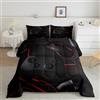 Loussiesd Copertura Bedding Piumino da gioco 200x200cm Adolescente Video Game Controller Comforter Letto per ragazzi Morbido Moderno Player Console Inverno Estate Copertura Bedding Piumino Nero Rosso Piumin