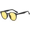 Long Keeper Occhiali Da Sole Rotondi Uomo Donna Occhiali Da Sole Vintage Johnny Depp Lenti Tonde Uv400 Protezione (Nero Giallo)