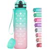 HydroPal Borraccia 1 Litro, Borraccia Bambina con Palestra Motivazionale, 1l Borraccia Personalizzata con Orari per Bere, senza BPA, Borracce a Prova Di Perdite per Palestra (Verde e rosa)