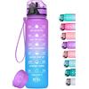 HydroPal Borraccia 1 Litro, Borraccia Bambina con Palestra Motivazionale, 1l Borraccia Personalizzata con Orari per Bere, senza BPA, Borracce a Prova Di Perdite per Palestra (Viola e blu)
