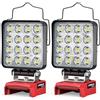 LIVOWALNY 2 Pezzi Lampada LED a Batteria Compatibile con Milwaukee 18V, 48W - Faro da Cantiere con Doppio Interruttore e Porte USB-C/USB, Ideale per Garage, Campeggio e Officina (senza batteria)