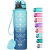 HydroPal Borraccia 1 Litro, Borraccia Bambina con Palestra Motivazionale, 1l Borraccia Personalizzata con Orari per Bere, senza BPA, Borracce a Prova Di Perdite per Palestra (Gradiente blu scuro)