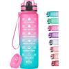 HydroPal Borraccia 1 Litro, Borraccia Bambina con Palestra Motivazionale, 1l Borraccia Personalizzata con Orari per Bere, senza BPA, Borracce a Prova Di Perdite per Palestra (Rosa e blu)