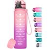 HydroPal Borraccia 1 Litro, Borraccia Bambina con Palestra Motivazionale, 1l Borraccia Personalizzata con Orari per Bere, senza BPA, Borracce a Prova Di Perdite per Palestra (Arancione e rosa)
