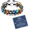 CheersLife Regalo San Valentino per Lui Idee Regalo Uomo Compleanno Regali Per Lui Protezione Tripla 8mm Nero Blu Ematite Bracciale Occhio di Tigre Regali Di Natale Per Lui Regalo Anniversario Per Lui