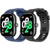 MoKo 2 Pezzi Cinturino Compatibile con Redmi Watch 5/Redmi Watch 4/Xiaomi Smart Band 9 Pro/8 Pro, Cinturino Sportivo di Ricambio in TPU Morbido per Donna Uomo, Nero+Blu Navy