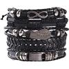ZHjuju 5 Pezzi Braccialetti in Pelle Intrecciata per Uomo Donna Bracciale in Corda Punk Polsino Vintage Braccialetti Avvolgere Set, Regolabile
