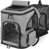 OUUTMEE Zaino per cani di piccola taglia, con finestra a rete espandibile, pieghevole, portata 10 kg, colore: grigio