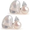 Secret & You Orecchini Highsmith con Perle Coltivate d'Acqua Dolce Bianche Keshi 5-6mm, Perle a Bottone 4-4.5mm e Zirconia Bianca | Secret & You | Argento Sterling 925 Rodiato