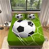 Latwerio Lenzuola Una Piazza e Mezza, 3D Calcio Tema Sportivo Lenzuolo con Angoli in Microfibra Morbido - Altezza Materasso Fino a 30 cm - Coprimaterasso Traspirante e Lavabile con 1 Federe