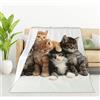 JUZGTSIT Graziosa coperta con gatto per ragazze e donne, leggera e morbida coperta in flanella per gattini, famiglia, gatti, divano, soggiorno, 100 x 130 cm