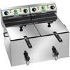 Friggitrice elettrica da banco Lt. 10+10 con rubinetto - Kw. 6+6