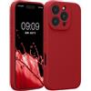 kwmobile Cover per iPhone 16 PRO Custodia - Back Case per Smartphone in Silicone TPU - Protezione Gommata - Rosso rabarbaro