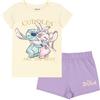 sarcia.eu Disney Stitch Angel Pigiama da Bambina in Cotone con Maniche Corte, per L'Estate a Due Pezzi, 100% Cotone Oeko-Tex (IT, Numero, 116, Regular, Crema-Viola)