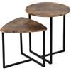 MEUBLE COSY Set di 2 Tavolino da caffè per Soggiorno Salotto Tavolini Sovrapponibili Salotto in Legno e Metallo, Stile Industriale, Marrone