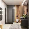 OCEAN ITALY S.R.L. Box Doccia Angolare Alto 200 cm Due Porte a Battente Vetro 8 mm Temperato Anticalcare Telaio Nero Opaco Misura 80x80 cm