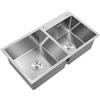 HauTour Doppio lavello 201 in acciaio inox, 78 x 43 x 21 cm, lavello rettangolare con scolapiatti, filtro per rifiuti, dispositivo di scarico cucina 2 vasche