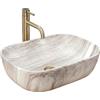 Rea Lavabo da Appoggio Belinda Lavandino bagno in frassino 33 x 46 x 13,5 cm Ceramica (imitazione pietra)