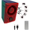 QXMH Allarme sensore di movimento solare per esterni: suono di abbaio di cane e sparo, supporto registrazione, +/- volume, con telecomando, allarme forte da 129 dB per casa (911N 1 Pack)