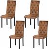 Liink1Ga La Sedia Set di 4 Sedie Imbottite Marrone Sala da Pranzo Cucina, Set 4 Sedie in Legno Suede Marrone per Cucina da Soggiorno/Ristorante/Caffetteria/Ufficio/D'attesa/Caucciù 3 CM, Alta 98 CM