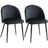 HOMCOM Set di 2 sedie da pranzo sedia da cucina scandinava sedia in velluto imbottita con gambe affusolate in metallo, per soggiorno, sala da pranzo, nero