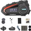 Irfora KUQIBAO cuffia casco moto BT5.1 riduzione del rumore cuffie supporto impermeabile vivavoce assistente vocale risposta automatica