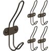 Tibres - Ganci in bronzo per asciugamani, cappotti, accappatoi, indumenti - Appendini da parete in bronzo spazzolato per bagno - Ganci doppi lucidati ad olio per porta o parete - Marrone - Set di 5
