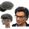 Mprosthesis Toupee per gli uomini, morbido pizzo svizzero da 10 x 8 da uomo, Toupee, sistema di sostituzione dei capelli umani, per gli uomini, protesi dei capelli da uomo (#1B20 80% nero + 20% bianco)