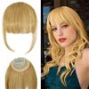INSPUTOL Frangia a clip in capelli veri al 100% per donna - Parrucca con frangia dall'aspetto naturale con tempie, opzioni di frangia sottile o curva (oro)