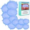 Didarenba Coperchi in silicone estensibile 12 pezzi dimensioni diverse lavabili in lavastoviglie coperchio tappi silicone blu