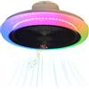 Dobecd Ventilatore Da Soffitto Con Luce RGB Lampadario Con Ventola App Compatibile Alexa Da Soffitto Con Luce Reversibile Dimmerabile Con Cambio Di Colore Silenzioso Camera Da Letto Soggiorno 6 Velocità