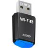 Hemlosk AX900 Chiavetta WiFi 6 USB per PC Fisso, Adattatore WiFi USB Dual Band 600 Mbps 5GHz + 286 Mbps 2.4GHz, Plug & Play, Ricevitore Wireless per Windows 11/10/7