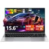 FUNYET Laptop, portatile da 15,6 pollici, 8GB RAM 256GB SSD, processore portatile N4000, IPS FHD 1920 x 1080 notebook, 180° apertura chiusura computer, 5000mAh, WIFI, slot per schede TF, Win11pro