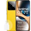 realme GT 7T Smartphone 5G 12+256 GB, chipset Dimensity 8400-MAX, batteria da 7000 mAh, display da 6,78 1.5K 120Hz, fotocamera AI Travel Snap, IP69, IceSense Giallo