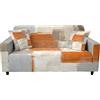 Highdi Copridivano Elasticizzato 1/2/3/4 Posti, Nordico Graffiti Copridivano Universale Fodere Copridivani Antiscivolo Sofa Protettore per Divani con Braccioli (1 posti,Grigio Arancio)