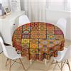 Chickwin-Shop Chickw11 Tovaglia Rotonda in Poliestere, Impermeabile, Antimacchia, Riutilizzabile, Tovaglia Motivo a Mosaico Marocchino, Decorazione de Tavolo Rotonda Casa Giardino (Giallo B,150cm)