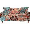 FANSU Copridivani Elastici 1 2 3 4 Posti,Copridivano Stampato Floreale Mandala 3D,Universale Copridivani con Braccioli Divano Protector,Poliestere Copri Divano +1 Federe (Arancia,1 Posto(90-140cm))