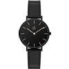 SHENGKE SK - Orologio da donna ultra sottile minialista, con cinturino in pelle, con due mani, nero