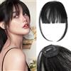 INSPUTOL Frangia a clip in capelli veri al 100% per donna - Parrucca con frangia dall'aspetto naturale con tempie, opzioni di frangia sottile o curva (nero naturale)