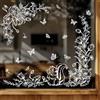 Tanlaby Adesivi per Finestra Fiore Bianchi Decalcomanie per Finestre Non Adesiva Vetrofanie Primavera Estivi Giardino Fiori Scoiattolo Farfalla Vetro Porte Cucina Soggiorno Cameretta
