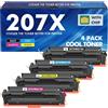 Cool Toner 207X 207A M283fdw Cartuccia Toner Compatibile per HP 207X 207A M255dw per HP Color Laserjet Pro MFP M283fdw Toner Nero M282nw M283fdn M283 M282 M255 W2210A W2210X W2211X W2212X W2213X Con Chip 4-Pack