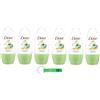 Beni Culinari 6 X Dove Go Fresh cetriolo fresco e tè verde deodorante roll-on, 48 h protezione deodorante 50 ml + portachiavi Beni Culinari