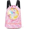 Alaoo Zaino con Coulisse Bambini, Sacca Sportiva per Bambini Impermeabile, Borsa da Nuoto asciutta e bagnata, Ragazzi e Ragazze, Adatto per Sport, Viaggi, Scuola, Nuoto(Unicorno)