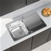 evineo m40 lavello da cucina con ripiano laterale La: 79 P: 48 cm, EV2002, m40 acciaio inox satinato lucido [Lavelli da Cucina > per Base Sottolavello a partire da 50 cm]