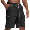 Zetieny Pantaloncini da Uomo in Lino Shorts Cargo Estivi Pantaloni Corti Bermuda Short con Tasche