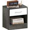 HOMCOM Comodino Moderno con Ripiano Aperto e Cassetto, in Legno, 39x28x41 cm, Bianco e Grigio Scuro | Aosom Italy