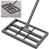 Insaga Rastrello per livellare il prato con bordi arrotondati, rastrello di livellamento da 43 x 25,4 cm con denti per livellare il prato, strumento di livellamento del prato resistente con manico