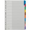 Leitz Divisori per Raccoglitori con 10 Tasti, Formato A4, Tasti Colorati e Banda Perforata con Rinforzo in Plastica Mylar, Cartoncino Robusto, Grigio, 43210000