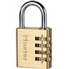 Master Lock 604EURD Lucchetto con Combinazione in Alluminio Massiccio con Finitura in Ottone, Oro, 8.1 x 4 x 1.8 cm